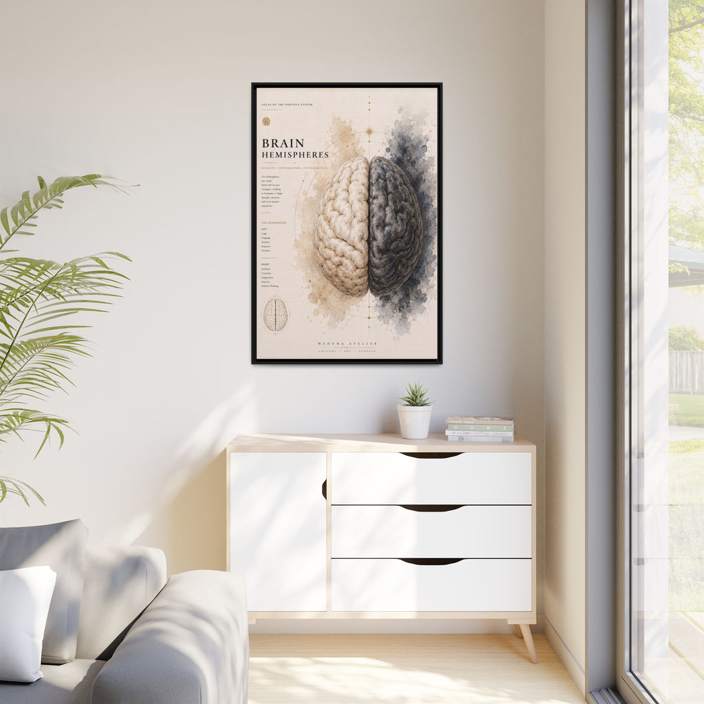 Brain Hemispheres Wall Art | Luxury Neuroscience Canvas Print | Museum-Inspired Fine Art