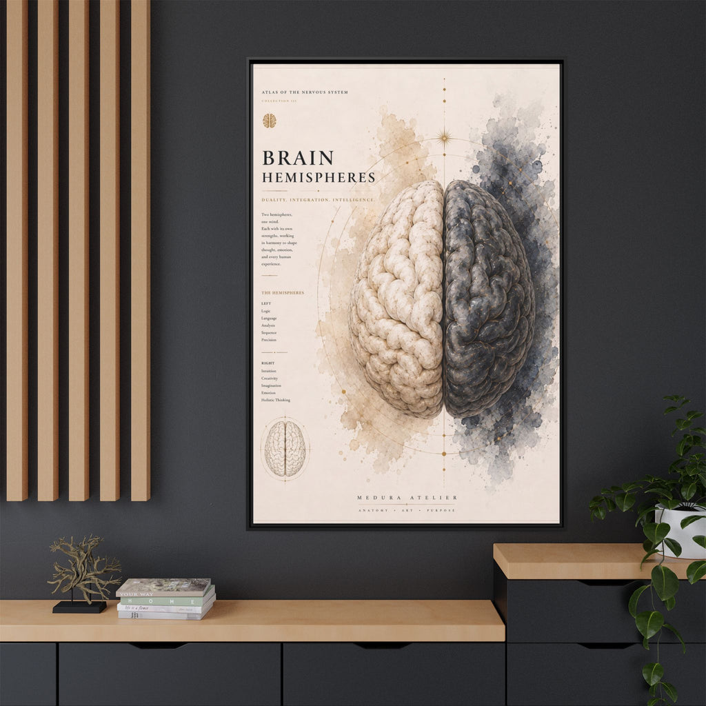 Brain Hemispheres Wall Art | Luxury Neuroscience Canvas Print | Museum-Inspired Fine Art