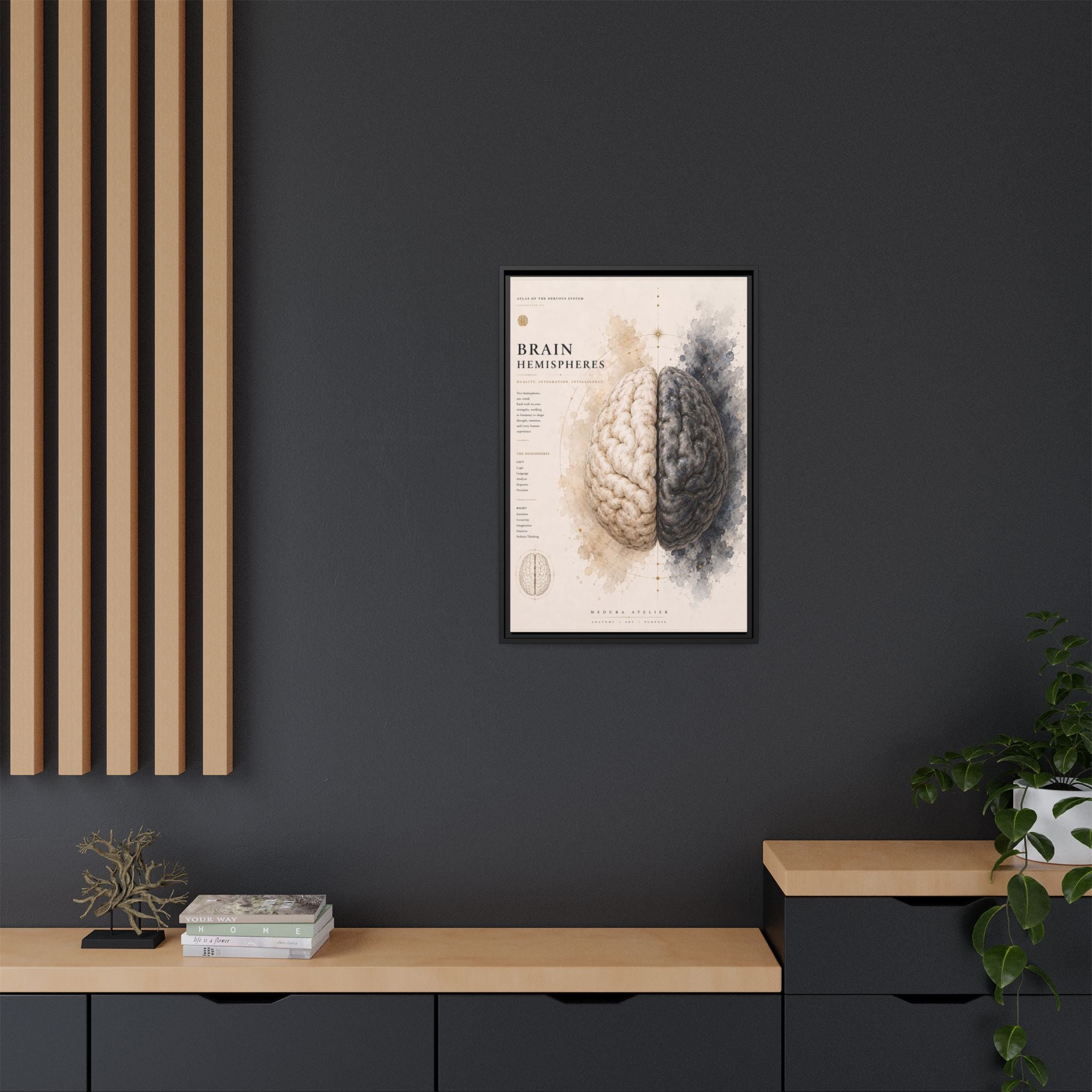 Brain Hemispheres Wall Art | Luxury Neuroscience Canvas Print | Museum-Inspired Fine Art