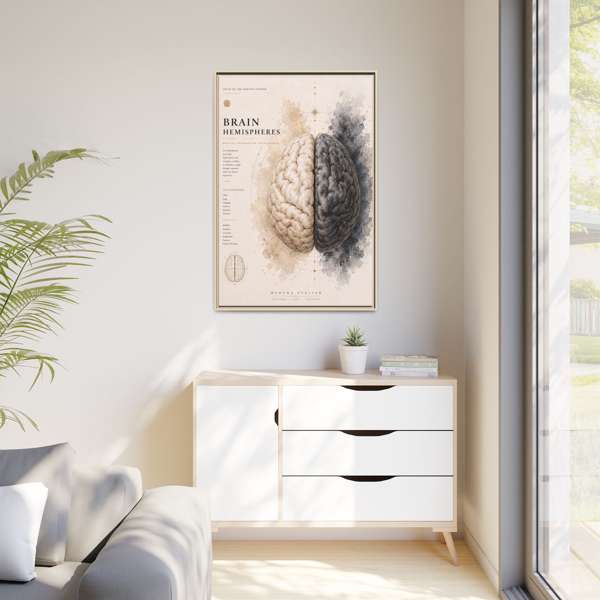 Brain Hemispheres Wall Art | Luxury Neuroscience Canvas Print | Museum-Inspired Fine Art