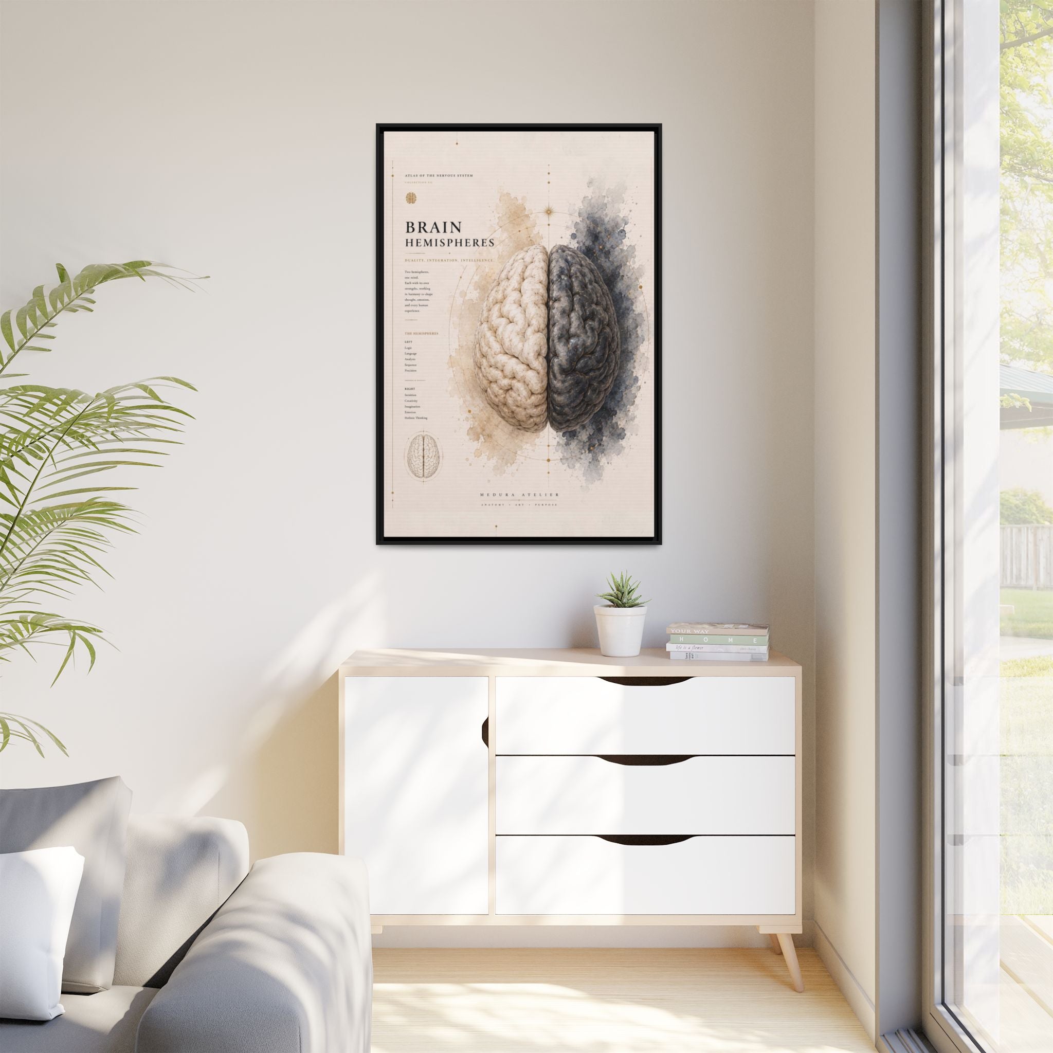 Brain Hemispheres Wall Art | Luxury Neuroscience Canvas Print | Museum-Inspired Fine Art