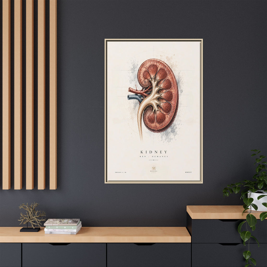 Anatomical Kidney Wall Art | Luxury Nephrology Canvas Print | Museum-Inspired Fine Art
