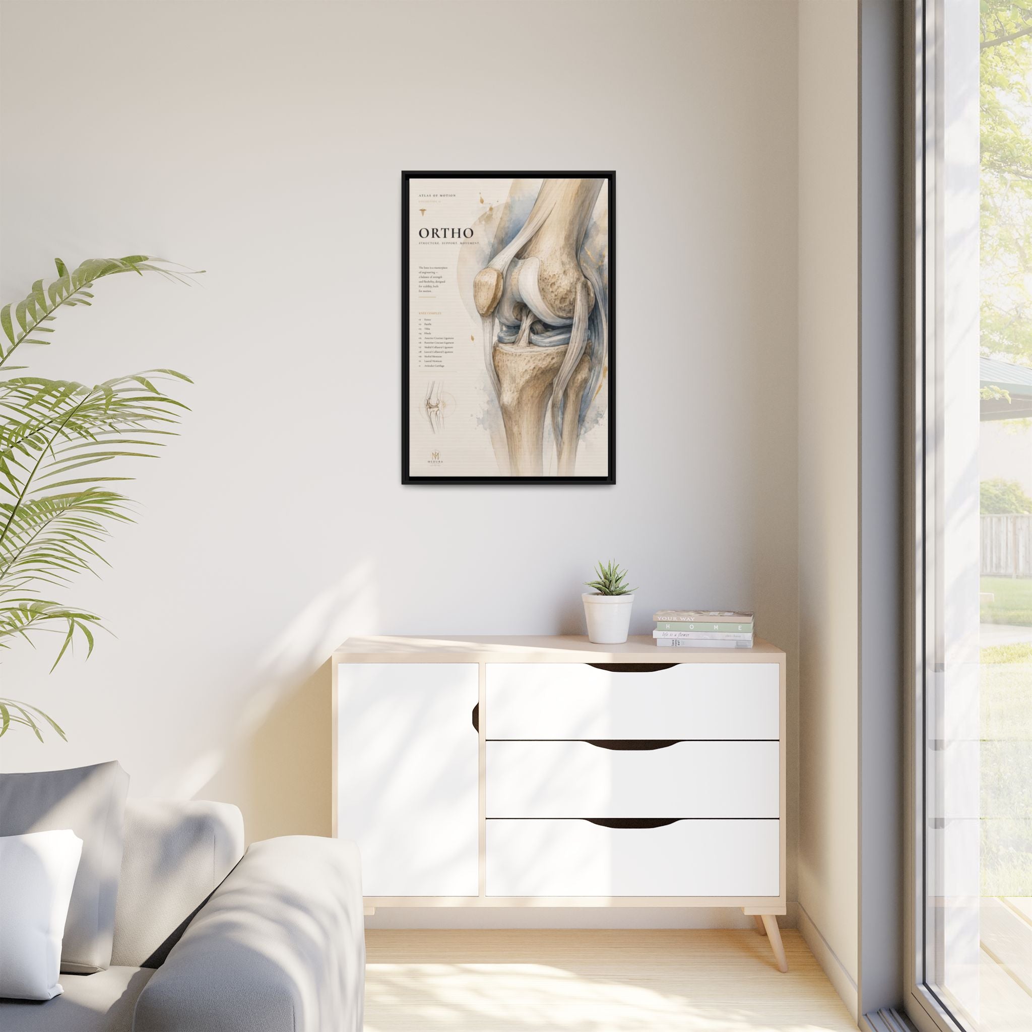 Orthopaedic Knee Anatomy Wall Art | Luxury Orthopedic Canvas Print | Museum-Inspired Fine Art