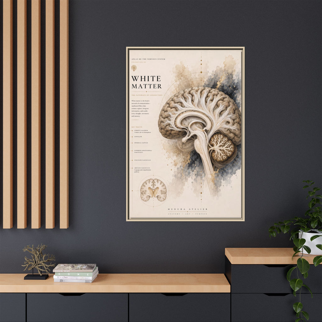 White Matter Brain Wall Art | Luxury Neuroscience Canvas Print | Museum-Inspired Fine Art