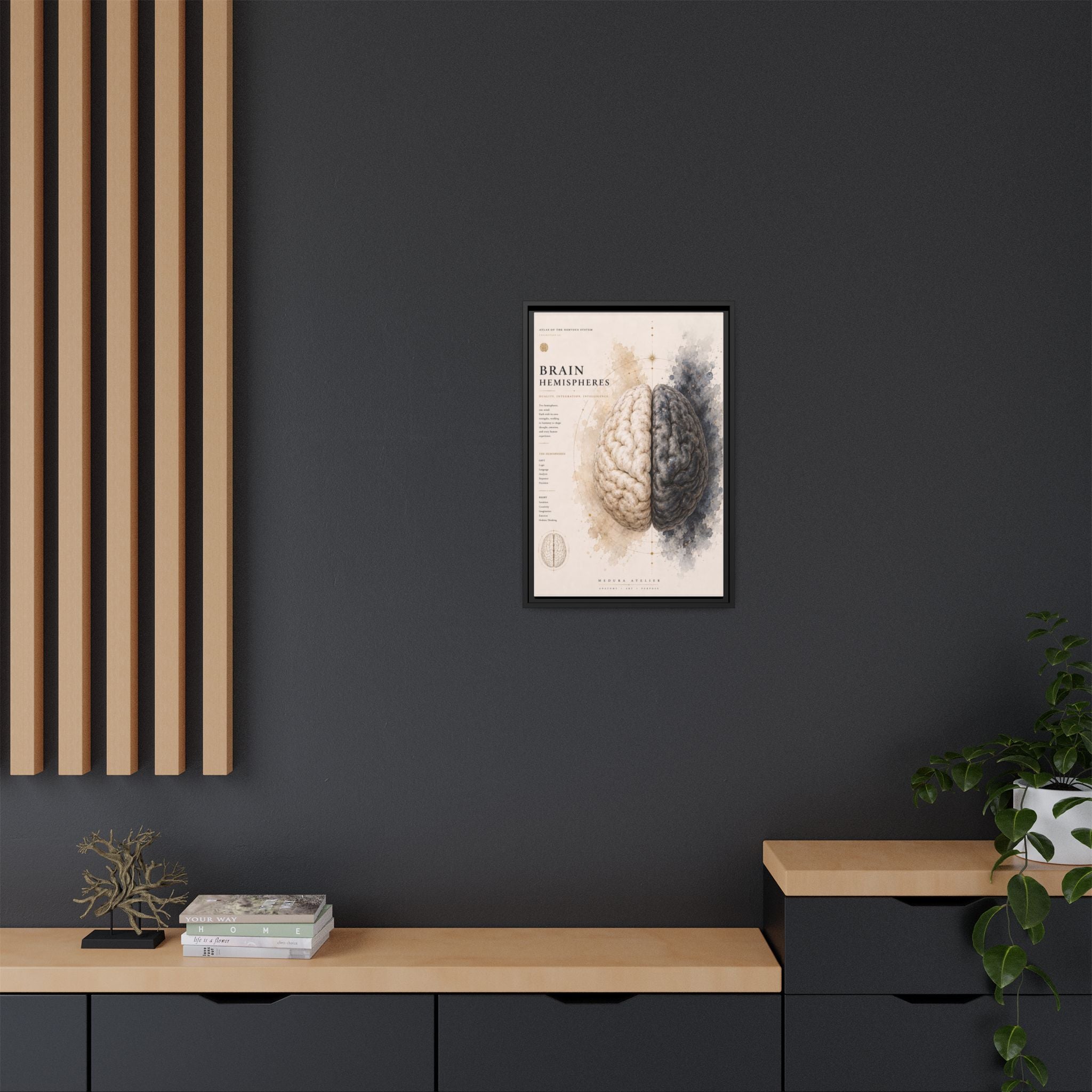Brain Hemispheres Wall Art | Luxury Neuroscience Canvas Print | Museum-Inspired Fine Art