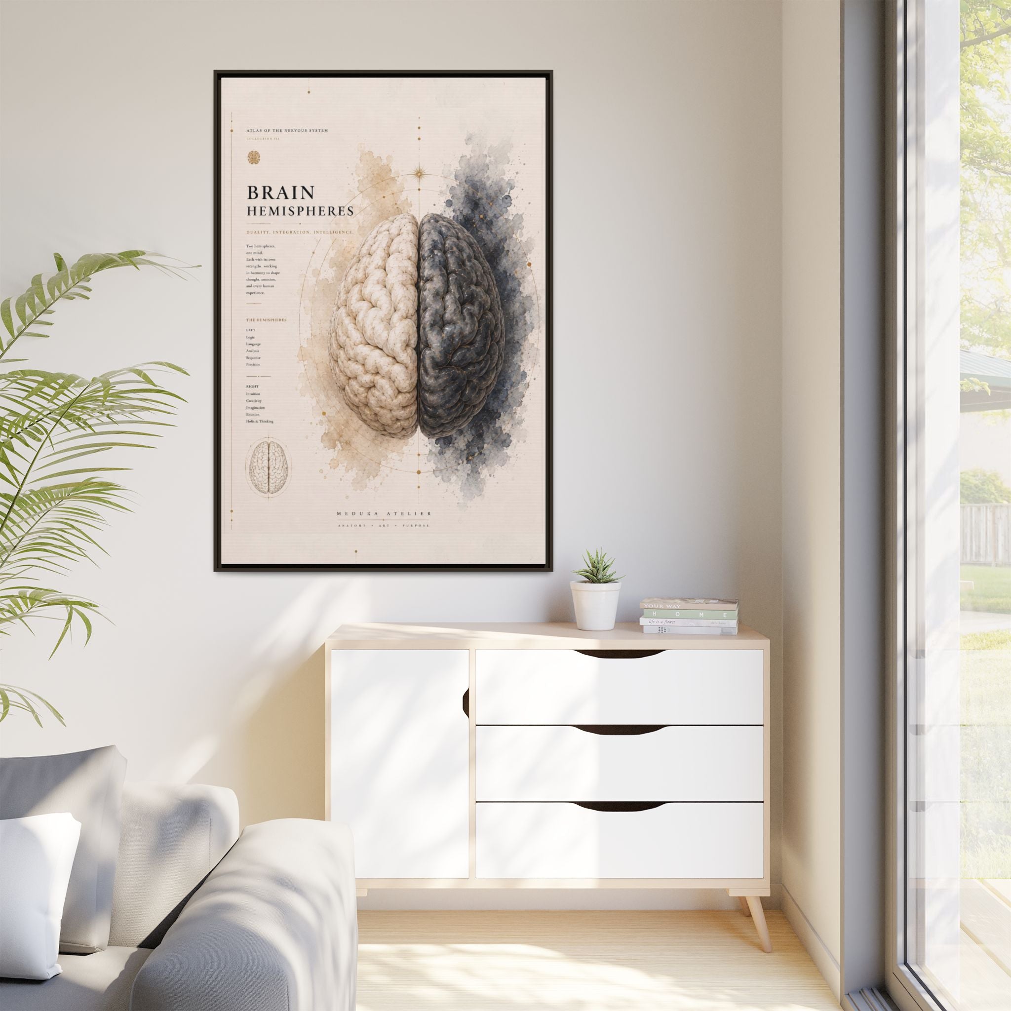 Brain Hemispheres Wall Art | Luxury Neuroscience Canvas Print | Museum-Inspired Fine Art