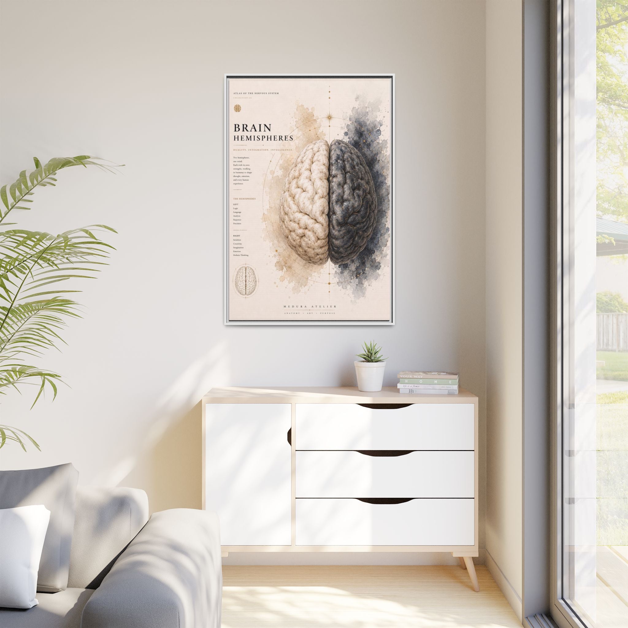 Brain Hemispheres Wall Art | Luxury Neuroscience Canvas Print | Museum-Inspired Fine Art