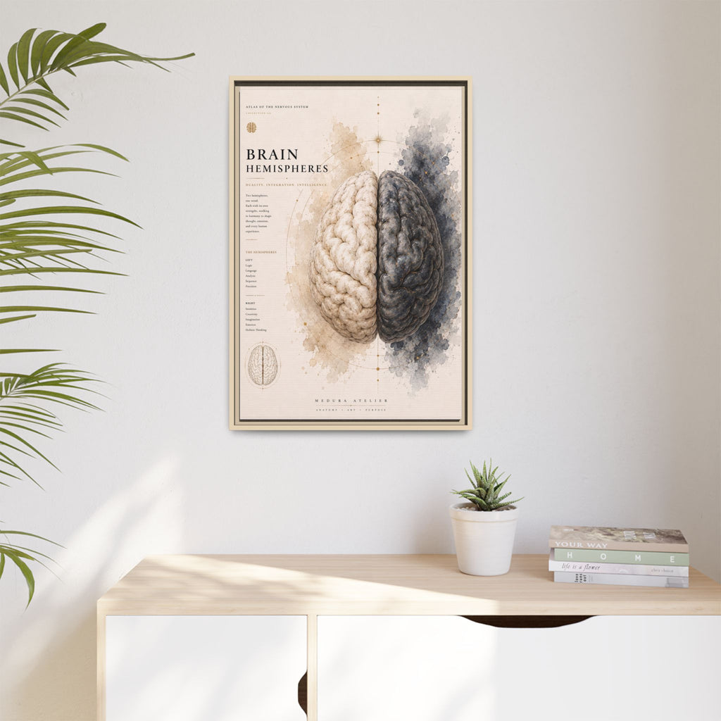 Brain Hemispheres Wall Art | Luxury Neuroscience Canvas Print | Museum-Inspired Fine Art