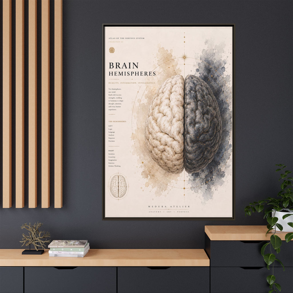 Brain Hemispheres Wall Art | Luxury Neuroscience Canvas Print | Museum-Inspired Fine Art