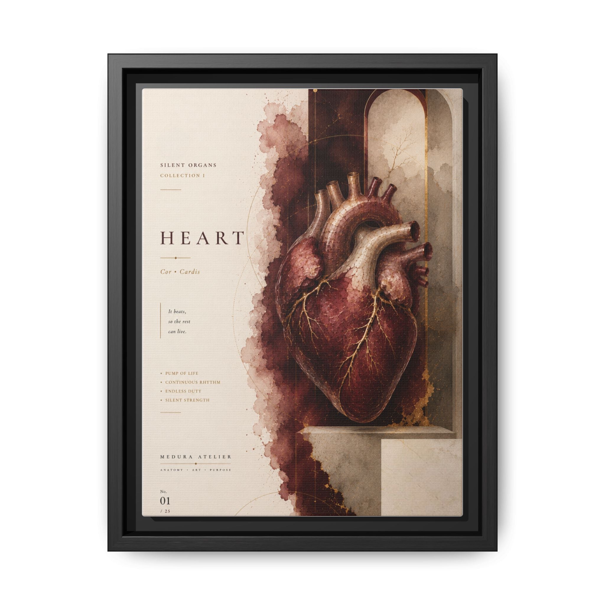 Silent Organs – Heart Wall Art | Luxury Anatomical Canvas Print | Museum-Inspired Fine Art