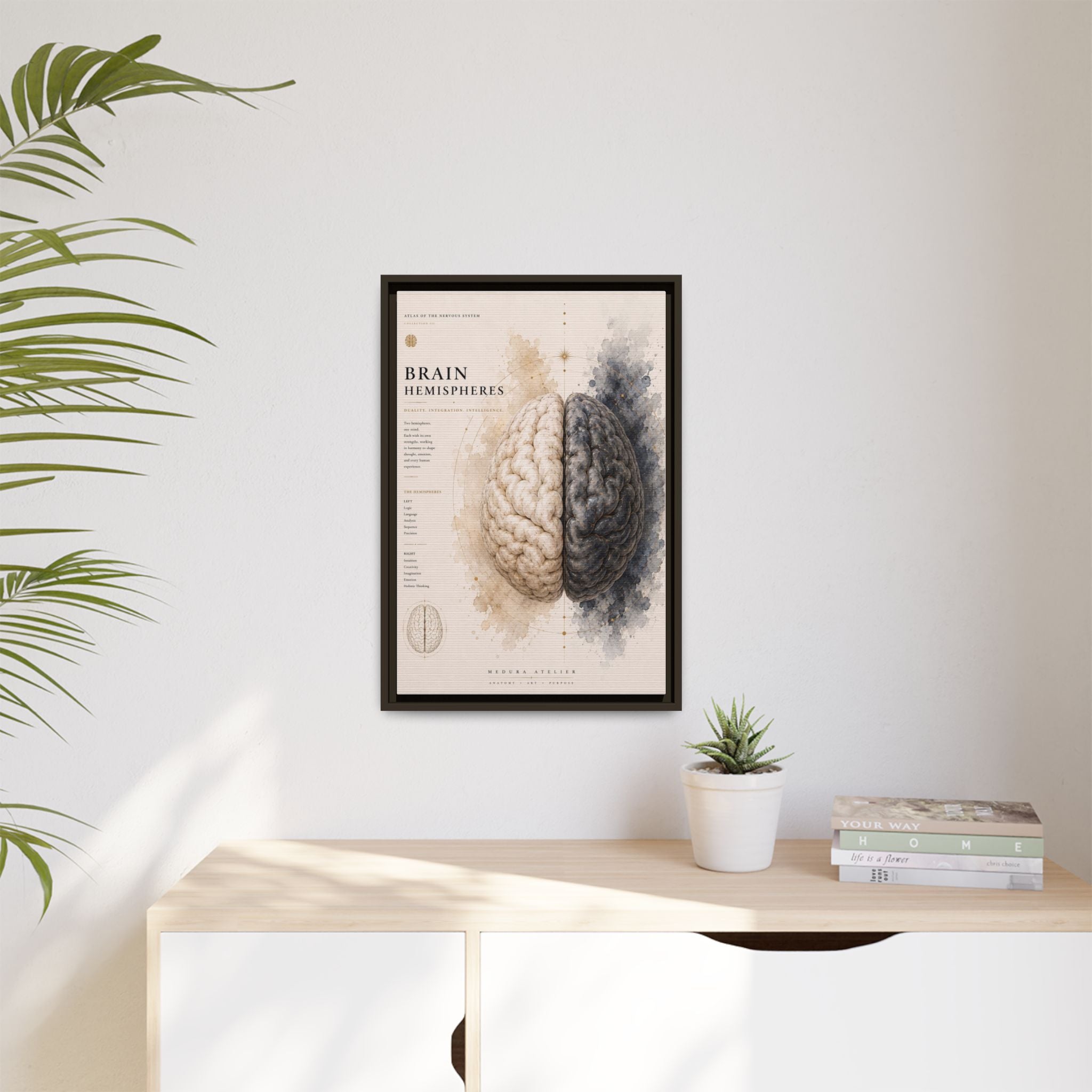 Brain Hemispheres Wall Art | Luxury Neuroscience Canvas Print | Museum-Inspired Fine Art
