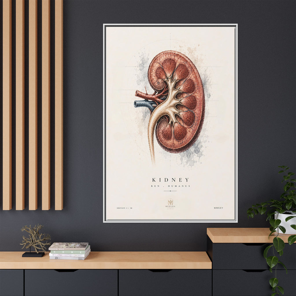 Anatomical Kidney Wall Art | Luxury Nephrology Canvas Print | Museum-Inspired Fine Art
